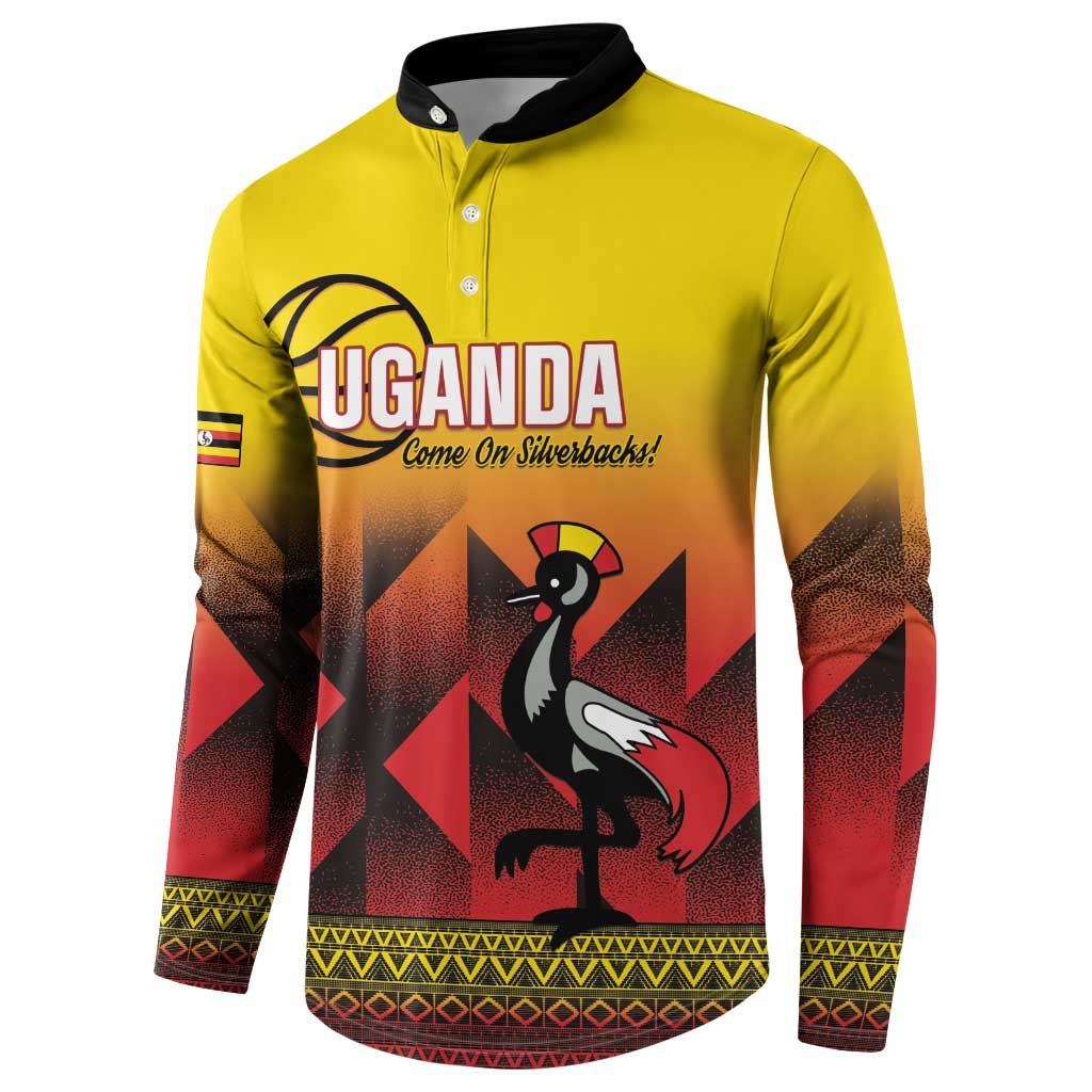 Uganda Basketball Custom Button Sweatshirt Come On Silverbacks African Pattern