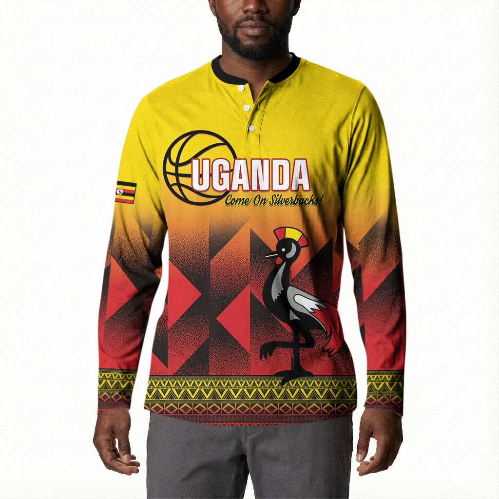 Uganda Basketball Custom Button Sweatshirt Come On Silverbacks African Pattern