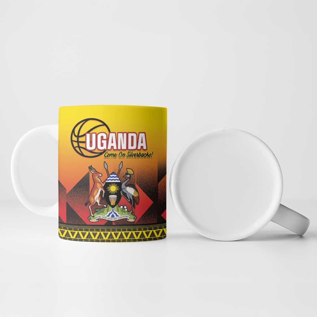 Uganda Basketball Custom Ceramic Mug Come On Silverbacks African Pattern