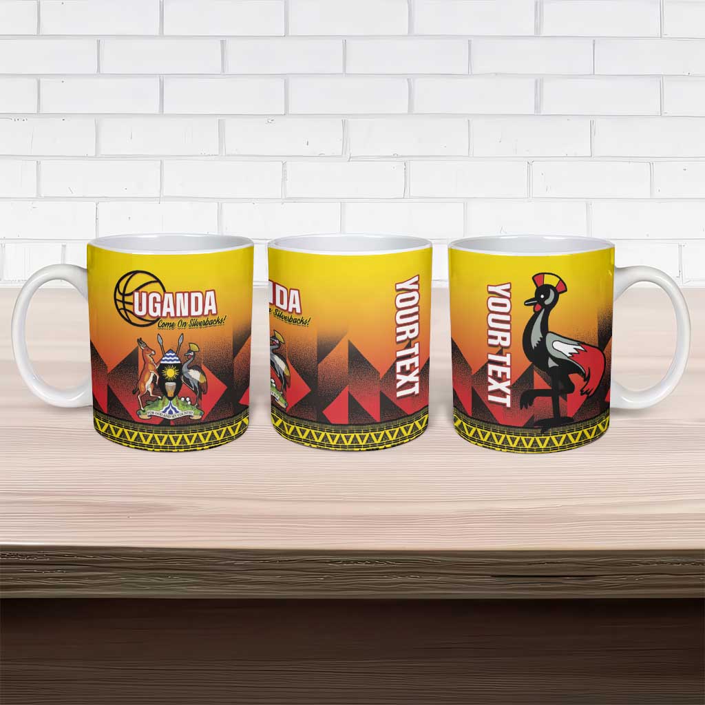 Uganda Basketball Custom Ceramic Mug Come On Silverbacks African Pattern