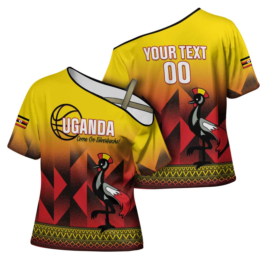Uganda Basketball Custom Cross Shoulder Shirt Come On Silverbacks African Pattern