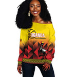 Afro Basketball Custom Uganda Off Shoulder Sweater Come On Silverbacks African Pattern - African Pride