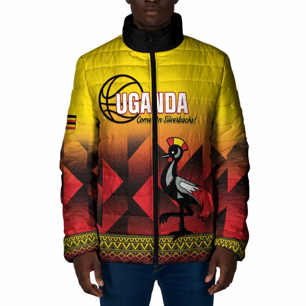 Uganda Basketball Custom Padded Jacket Come On Silverbacks African Pattern