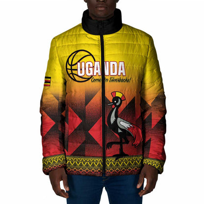 Uganda Basketball Custom Padded Jacket Come On Silverbacks African Pattern