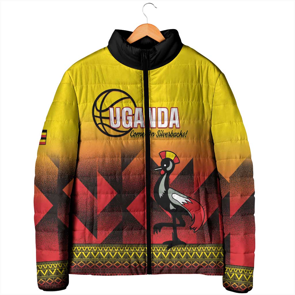 Uganda Basketball Custom Padded Jacket Come On Silverbacks African Pattern