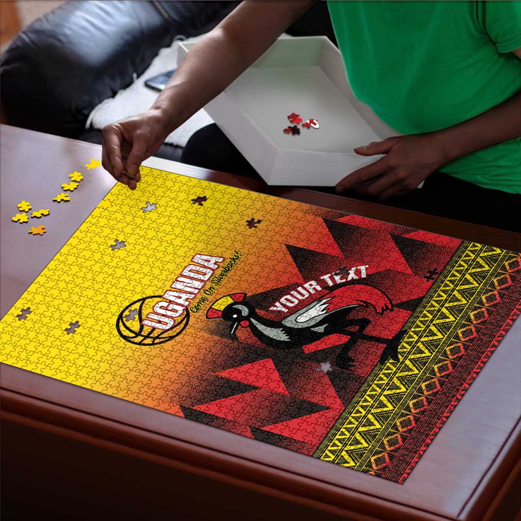 Uganda Basketball Custom Puzzle Come On Silverbacks African Pattern