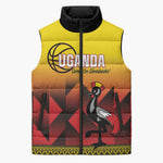 Uganda Basketball Custom Sleeveless Puffer Jacket Come On Silverbacks African Pattern