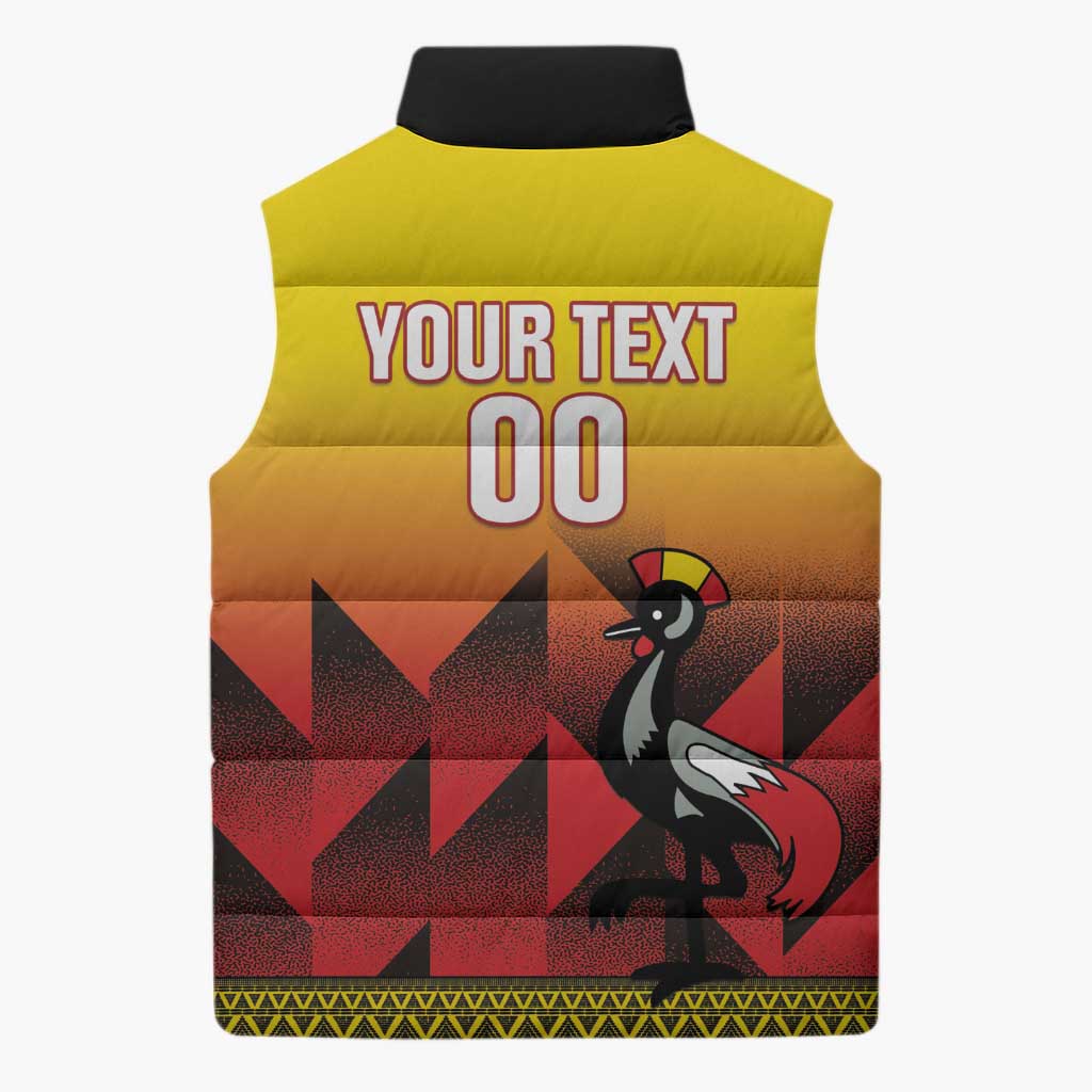 Uganda Basketball Custom Sleeveless Puffer Jacket Come On Silverbacks African Pattern