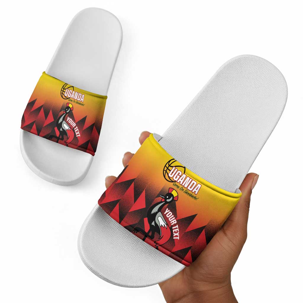 Uganda Basketball Custom Slide Sandals Come On Silverbacks African Pattern