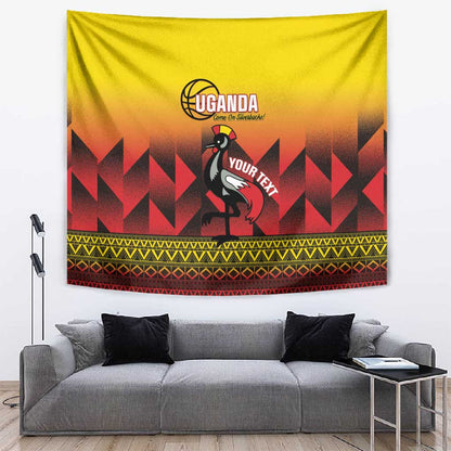 Afro Basketball Custom Uganda Tapestry Come On Silverbacks African Pattern - African Pride