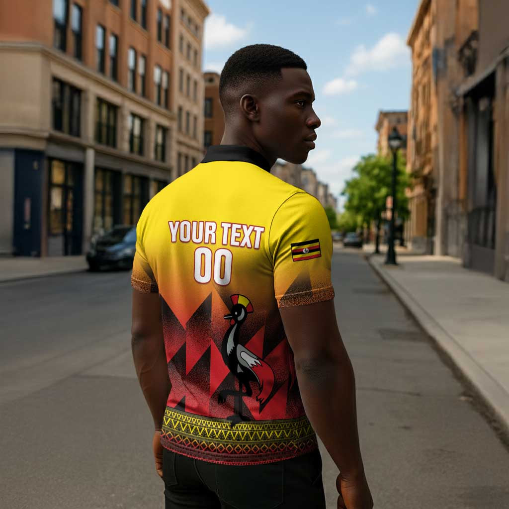 Uganda Basketball Custom Zipper Polo Shirt Come On Silverbacks African Pattern