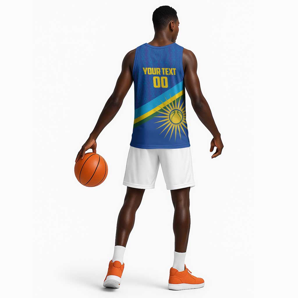 Afro Basketball Custom Rwanda Basketball Jersey Go Champions Imigongo Folk Pattern LT14