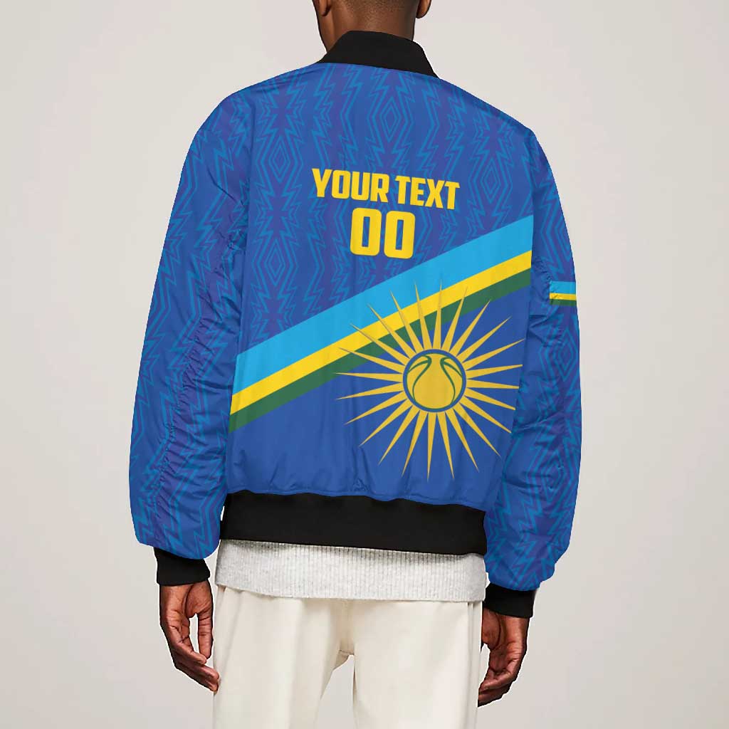 Afro Basketball Custom Rwanda Bomber Jacket Go Champions Imigongo Folk Pattern - African Pride