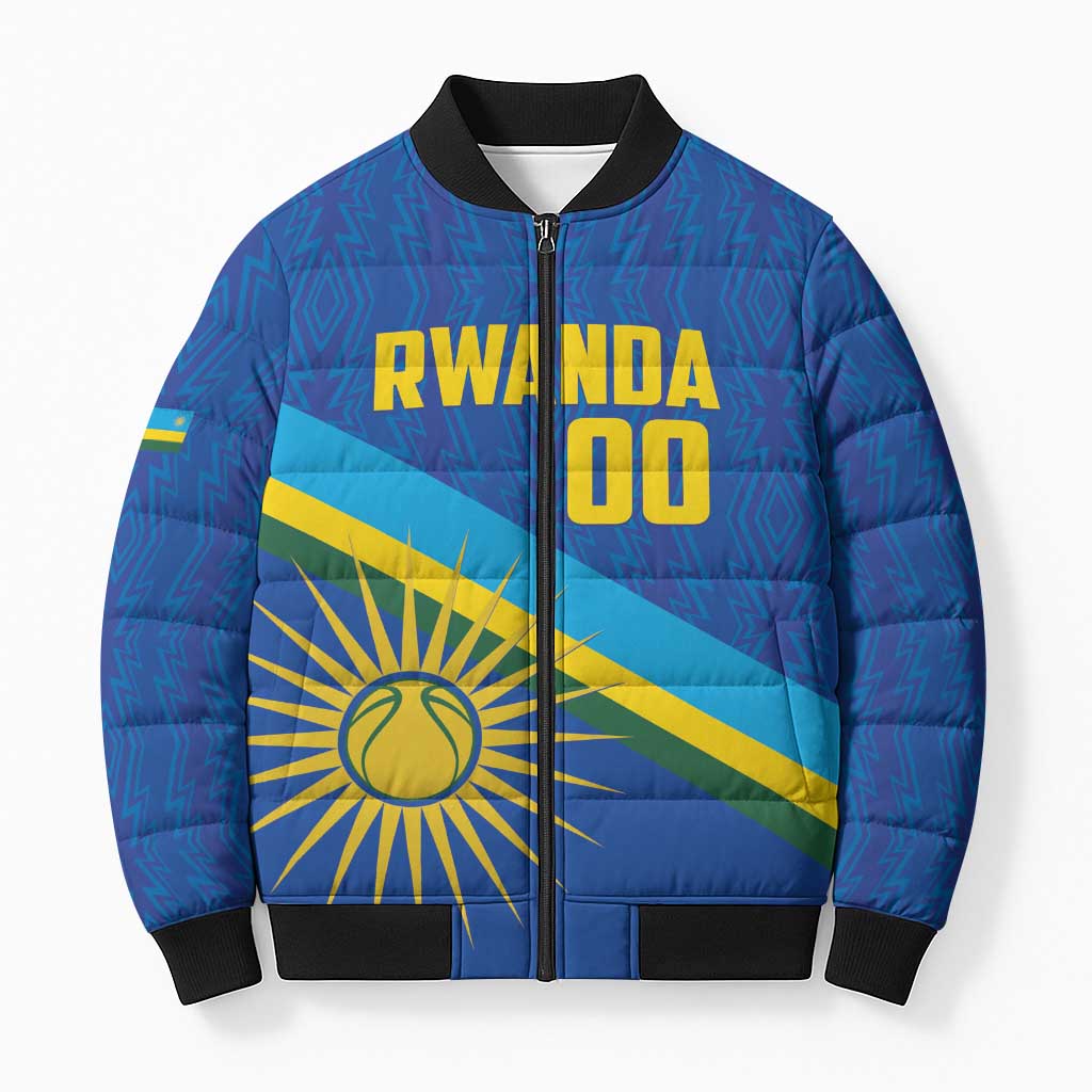 Rwanda Basketball Custom Bomber Puffer Jacket Go Champions Imigongo Folk Pattern