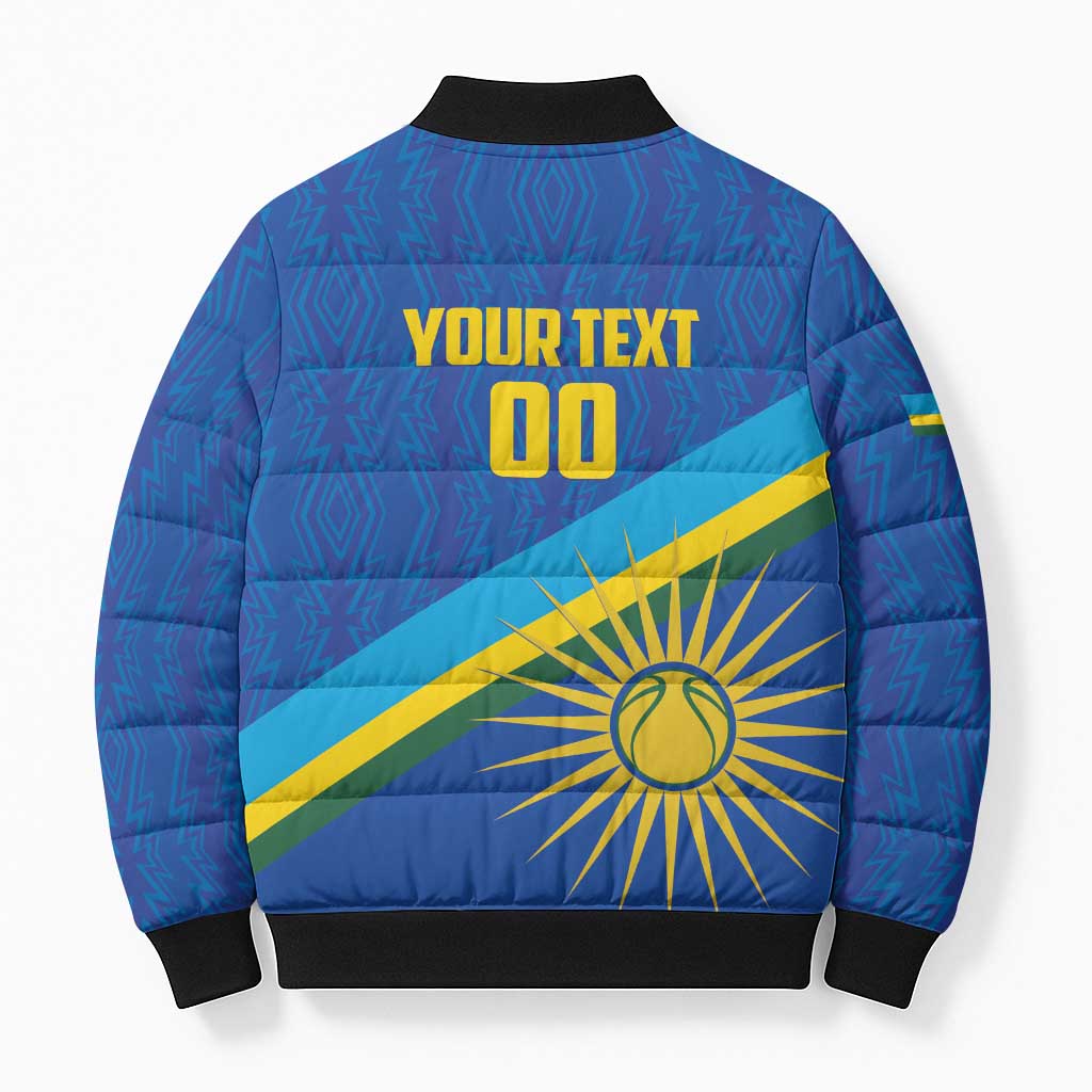 Rwanda Basketball Custom Bomber Puffer Jacket Go Champions Imigongo Folk Pattern
