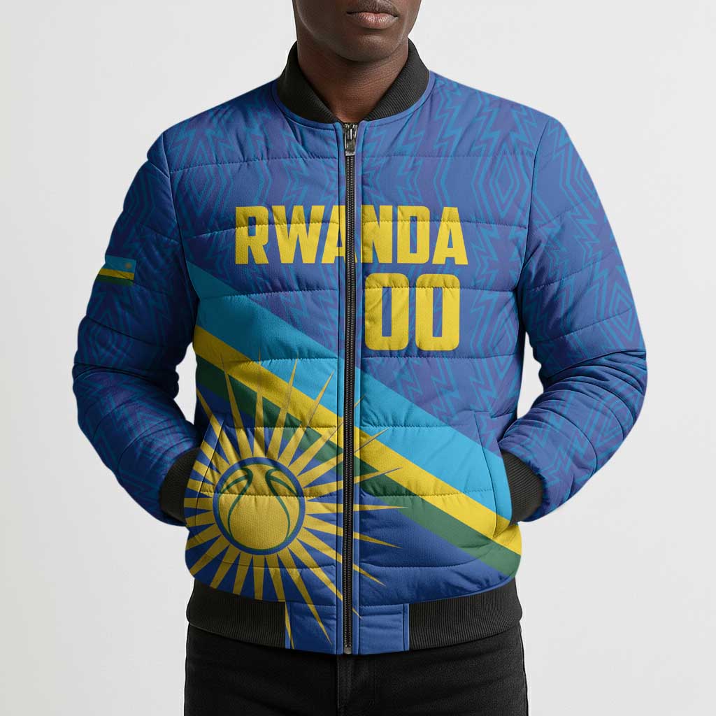 Rwanda Basketball Custom Bomber Puffer Jacket Go Champions Imigongo Folk Pattern