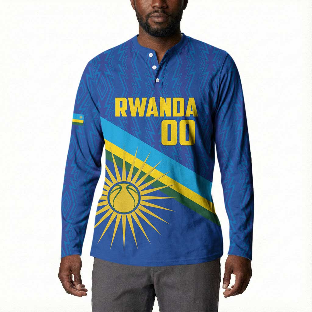 Rwanda Basketball Custom Button Sweatshirt Go Champions Imigongo Folk Pattern