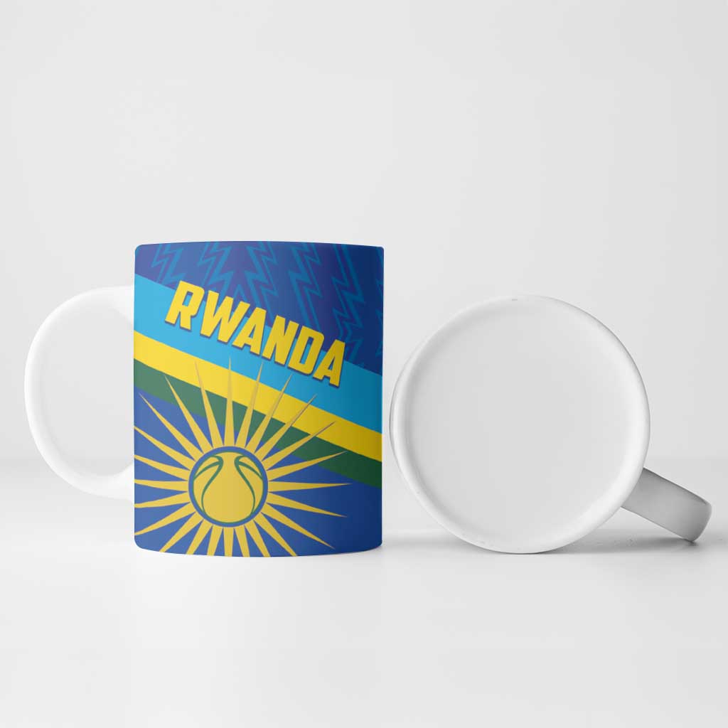 Rwanda Basketball Custom Ceramic Mug Go Champions Imigongo Folk Pattern