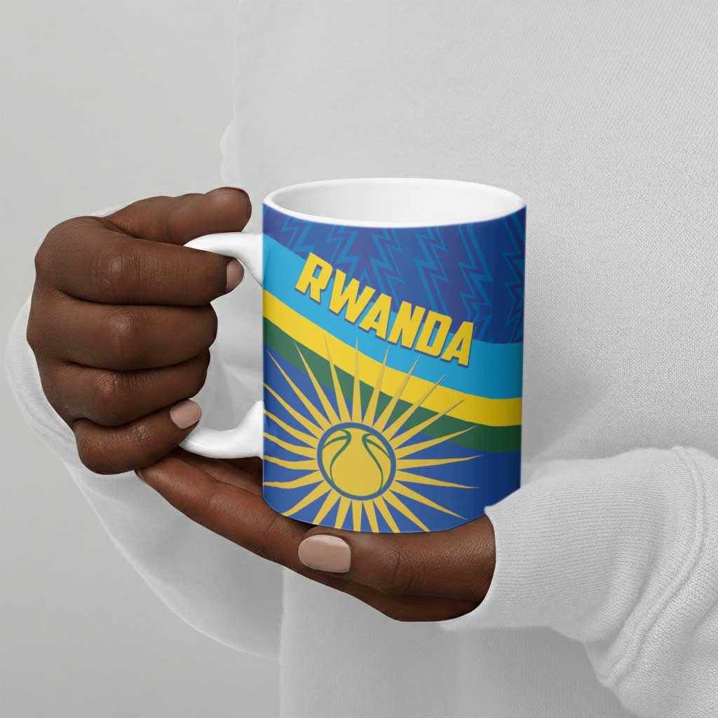 Rwanda Basketball Custom Ceramic Mug Go Champions Imigongo Folk Pattern