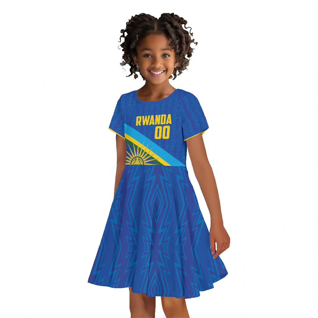 Afro Basketball Custom Rwanda Kid Short Sleeve Dress Go Champions Imigongo Folk Pattern - African Pride