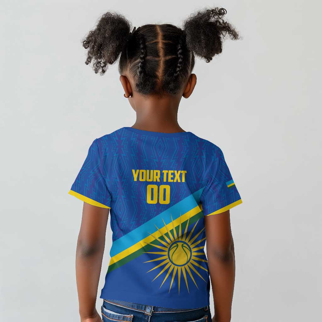 Afro Basketball Custom Rwanda Kid T shirt Go Champions Imigongo Folk Pattern - African Pride
