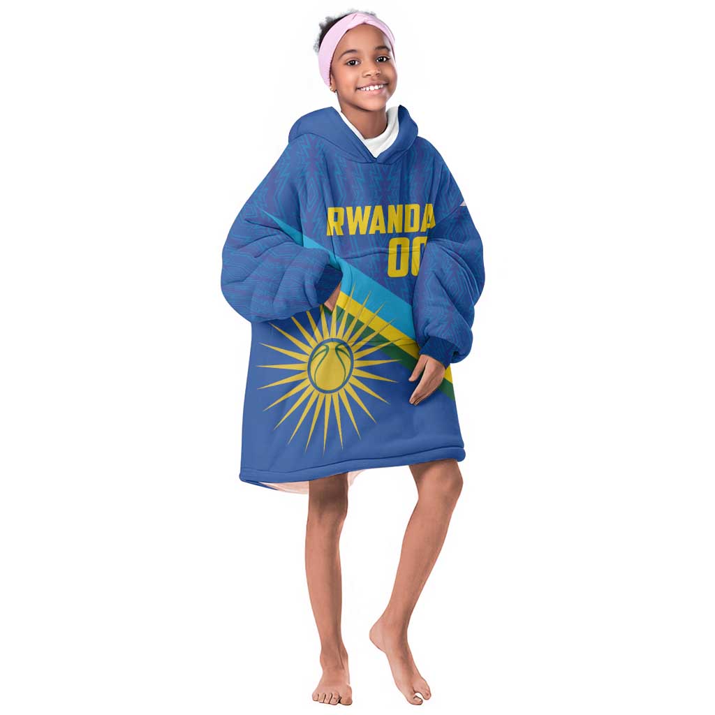Afro Basketball Custom Rwanda Kid Wearable Blanket Hoodie Go Champions Imigongo Folk Pattern - African Pride