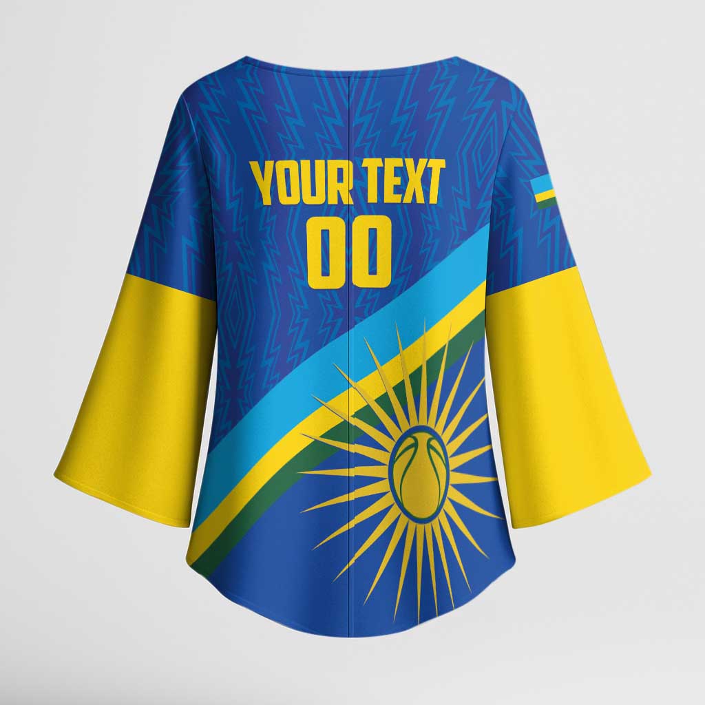 Rwanda Basketball Custom Kimono Sleeve Blouse Go Champions Imigongo Folk Pattern