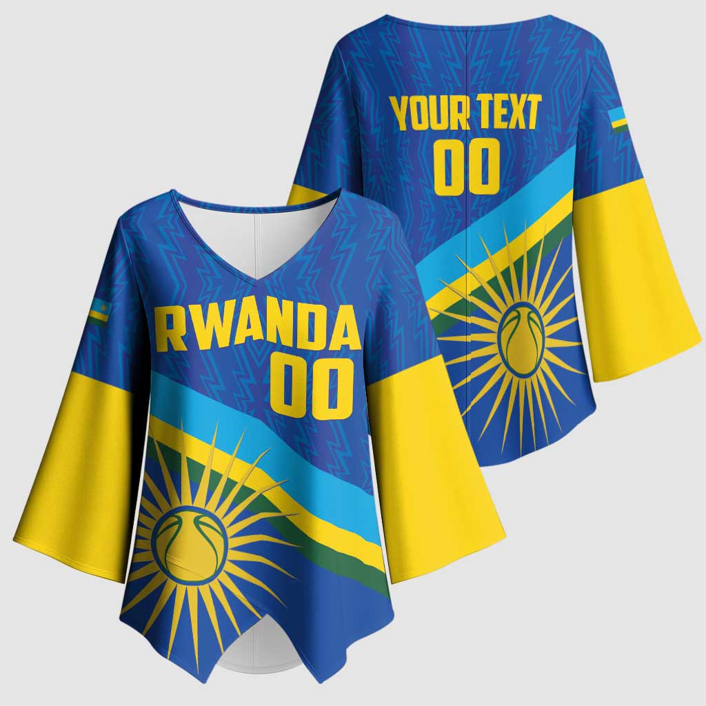 Rwanda Basketball Custom Kimono Sleeve Blouse Go Champions Imigongo Folk Pattern