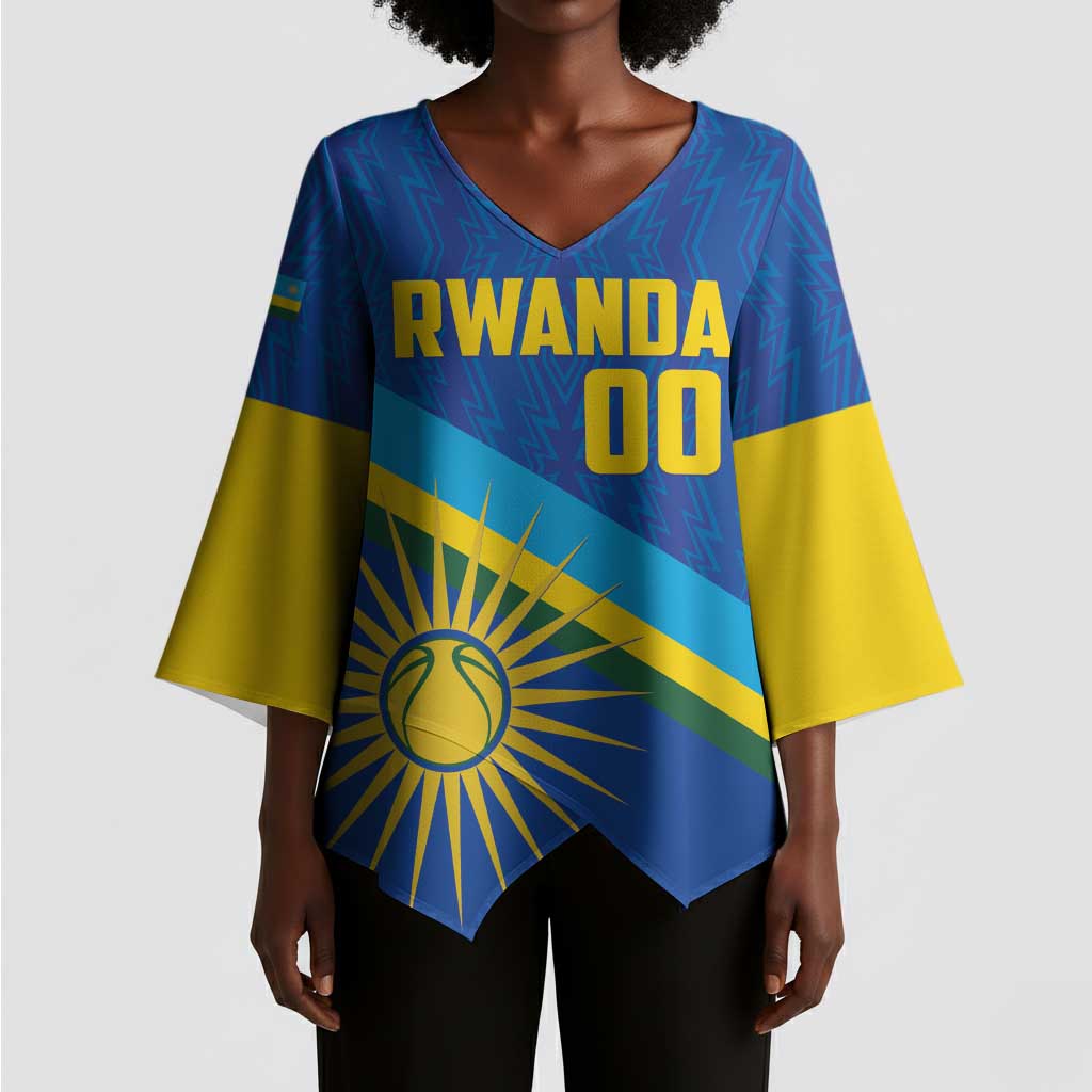 Rwanda Basketball Custom Kimono Sleeve Blouse Go Champions Imigongo Folk Pattern