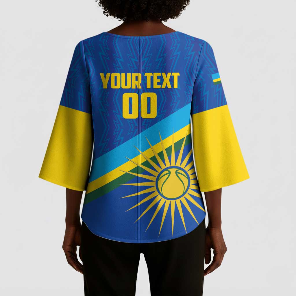 Rwanda Basketball Custom Kimono Sleeve Blouse Go Champions Imigongo Folk Pattern