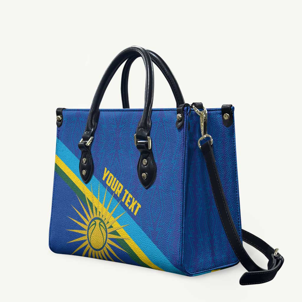 Rwanda Basketball Custom Leather Bag Go Champions Imigongo Folk Pattern