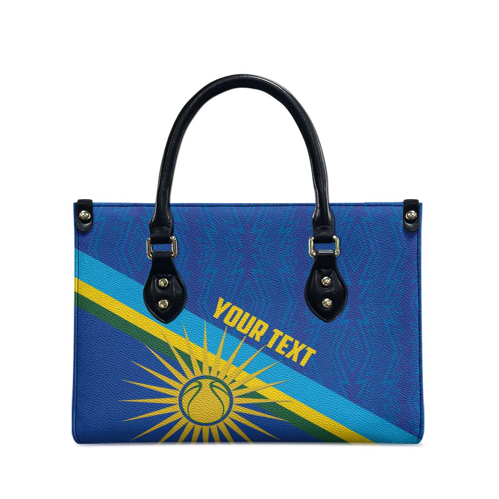 Rwanda Basketball Custom Leather Bag Go Champions Imigongo Folk Pattern