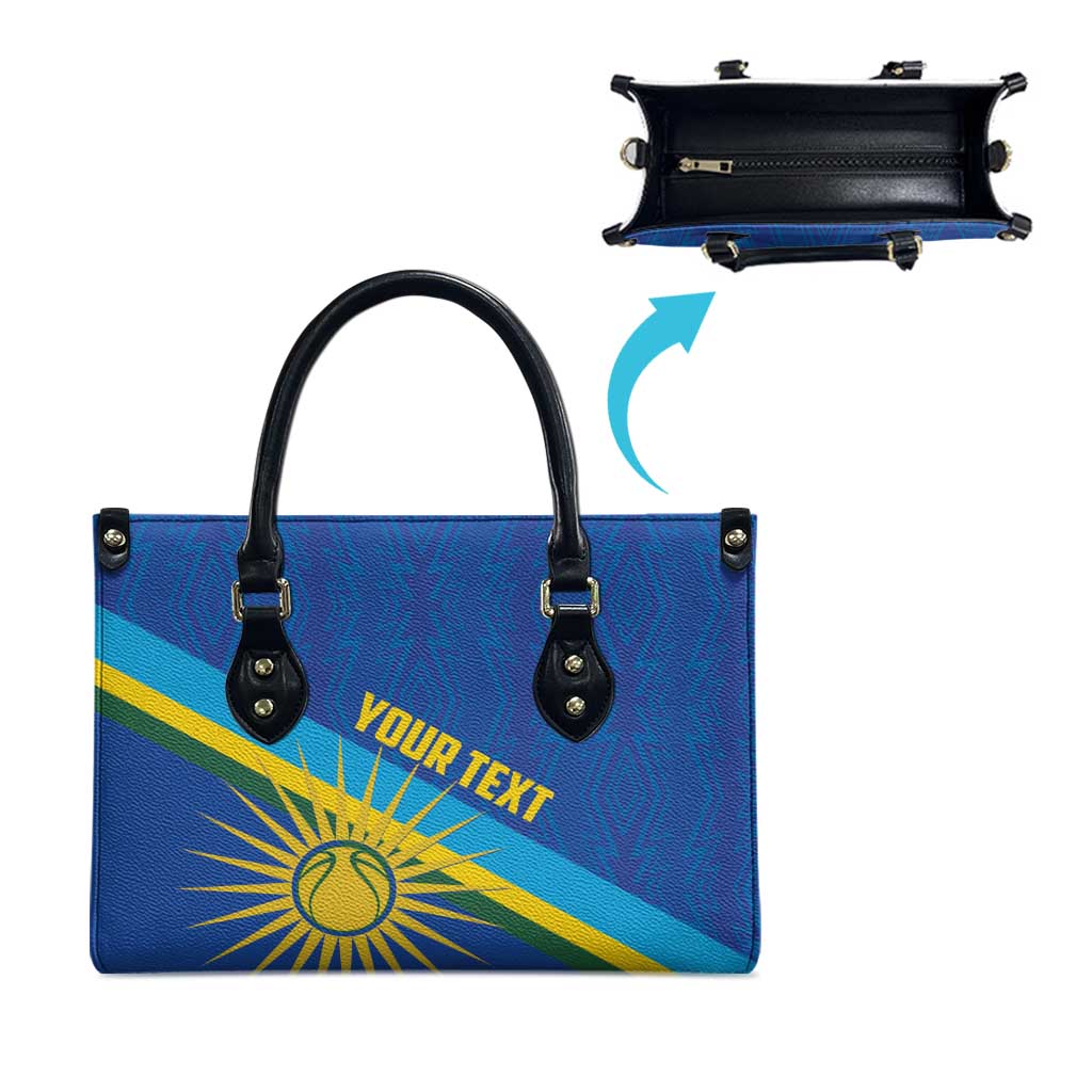 Rwanda Basketball Custom Leather Bag Go Champions Imigongo Folk Pattern