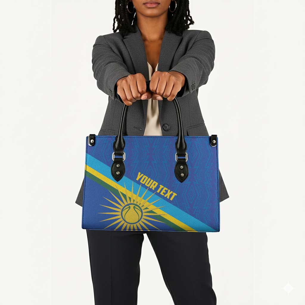 Rwanda Basketball Custom Leather Bag Go Champions Imigongo Folk Pattern
