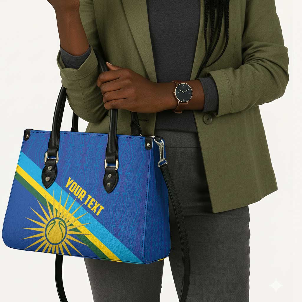 Rwanda Basketball Custom Leather Bag Go Champions Imigongo Folk Pattern