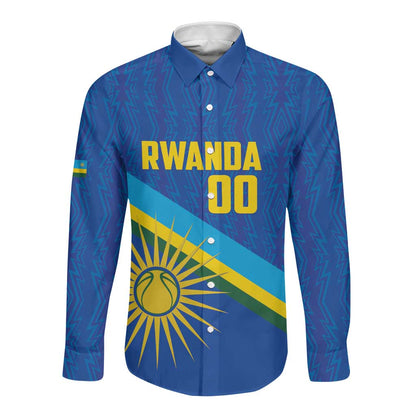 Afro Basketball Custom Rwanda Long Sleeve Button Shirt Go Champions Imigongo Folk Pattern - African Pride