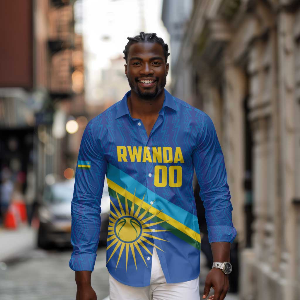 Afro Basketball Custom Rwanda Long Sleeve Button Shirt Go Champions Imigongo Folk Pattern - African Pride