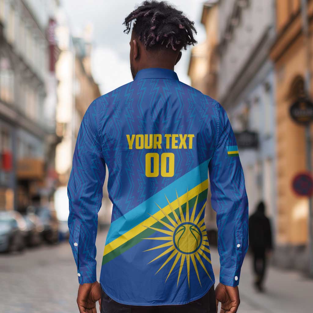 Afro Basketball Custom Rwanda Long Sleeve Button Shirt Go Champions Imigongo Folk Pattern - African Pride