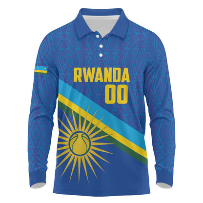 Afro Basketball Custom Rwanda Long Sleeve Polo Shirt Go Champions Imigongo Folk Pattern - African Pride