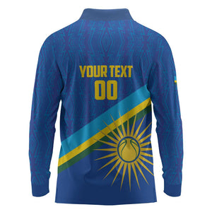 Afro Basketball Custom Rwanda Long Sleeve Polo Shirt Go Champions Imigongo Folk Pattern - African Pride