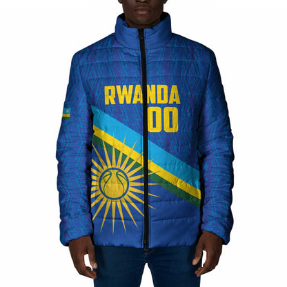 Rwanda Basketball Custom Padded Jacket Go Champions Imigongo Folk Pattern