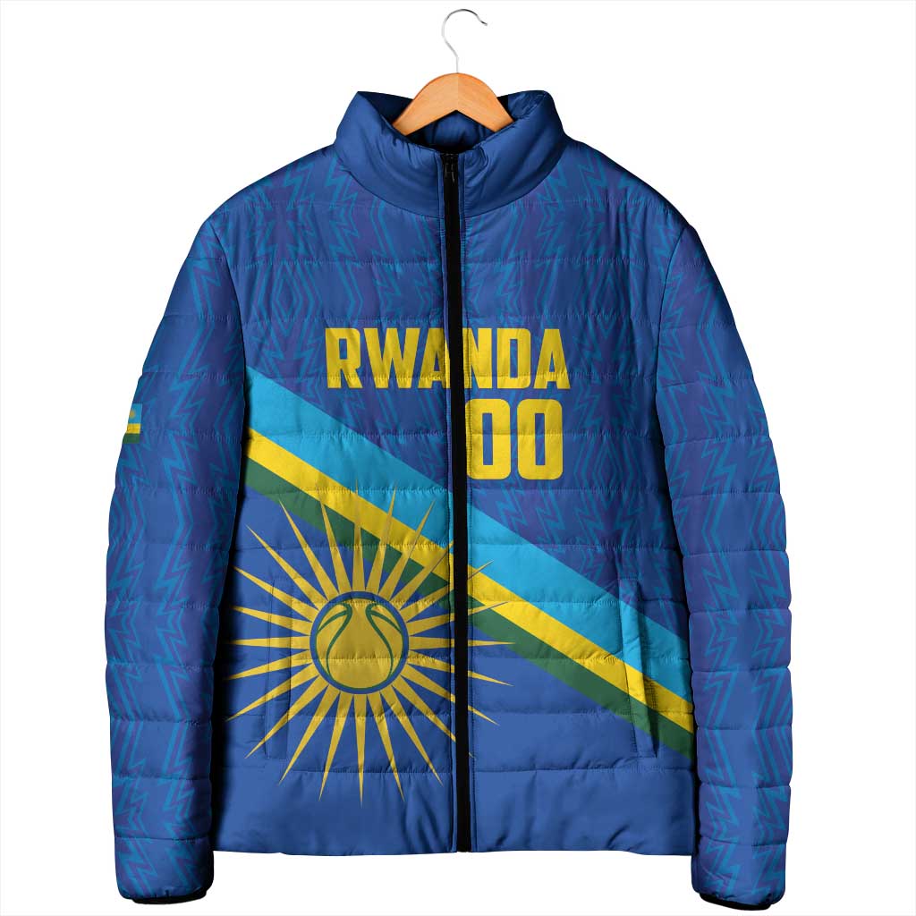 Rwanda Basketball Custom Padded Jacket Go Champions Imigongo Folk Pattern
