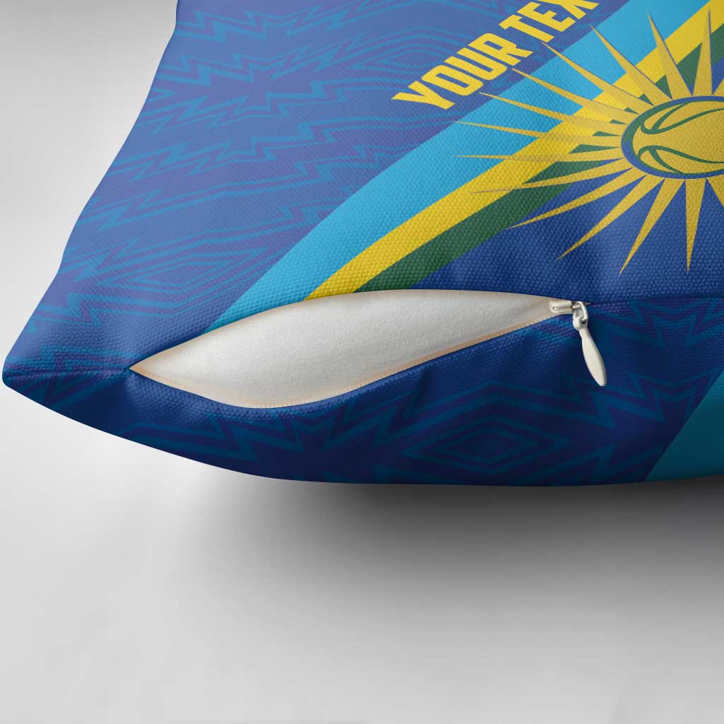 Rwanda Basketball Custom Pillow Cover Go Champions Imigongo Folk Pattern