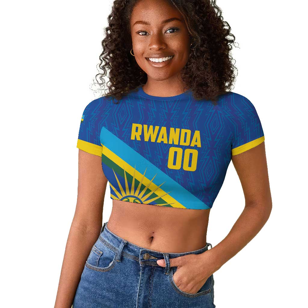 Afro Basketball Custom Rwanda Raglan Cropped T shirt Go Champions Imigongo Folk Pattern - African Pride
