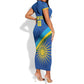 Afro Basketball Custom Rwanda Short Sleeve Bodycon Dress Go Champions Imigongo Folk Pattern - African Pride