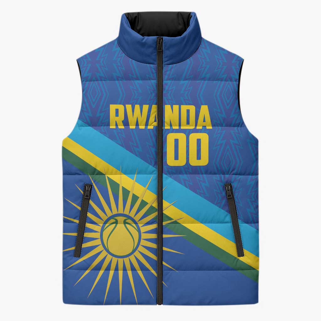 Rwanda Basketball Custom Sleeveless Puffer Jacket Go Champions Imigongo Folk Pattern
