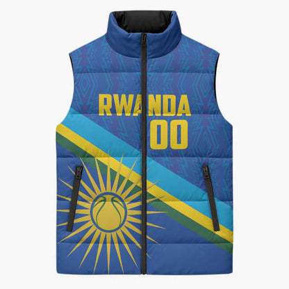Rwanda Basketball Custom Sleeveless Puffer Jacket Go Champions Imigongo Folk Pattern