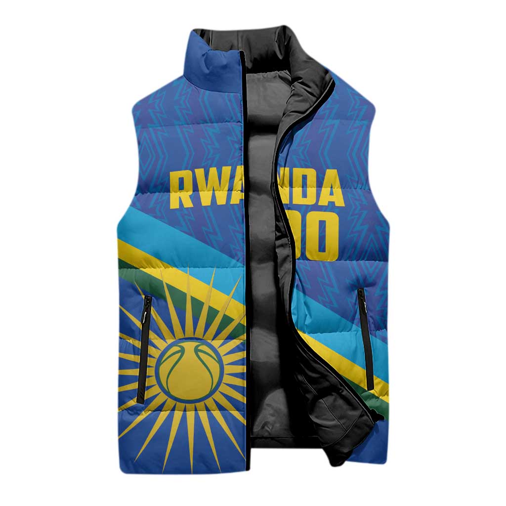 Rwanda Basketball Custom Sleeveless Puffer Jacket Go Champions Imigongo Folk Pattern