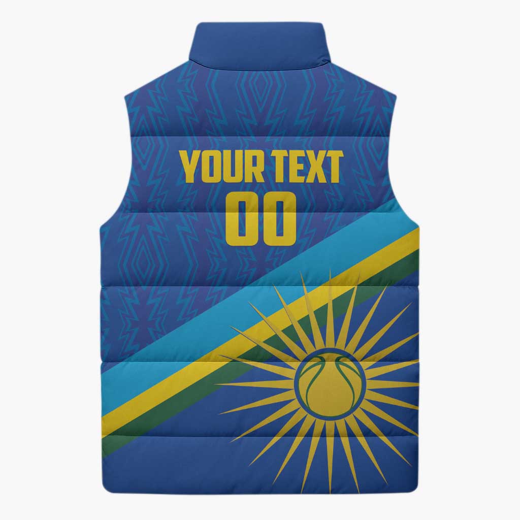 Rwanda Basketball Custom Sleeveless Puffer Jacket Go Champions Imigongo Folk Pattern