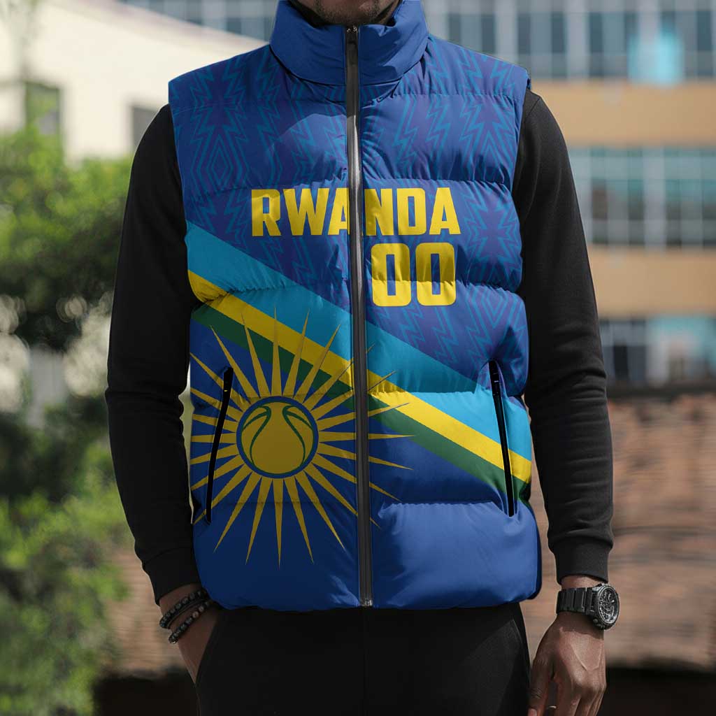 Rwanda Basketball Custom Sleeveless Puffer Jacket Go Champions Imigongo Folk Pattern